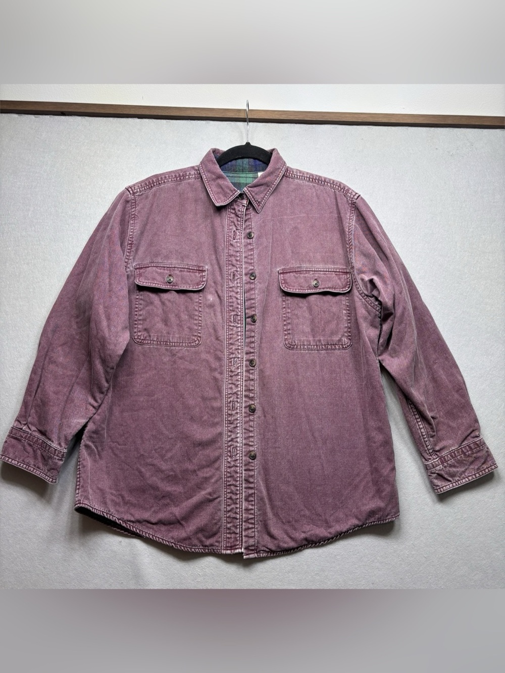 L.L. Bean Lined Denim Shirt Mauve Flannel M USA